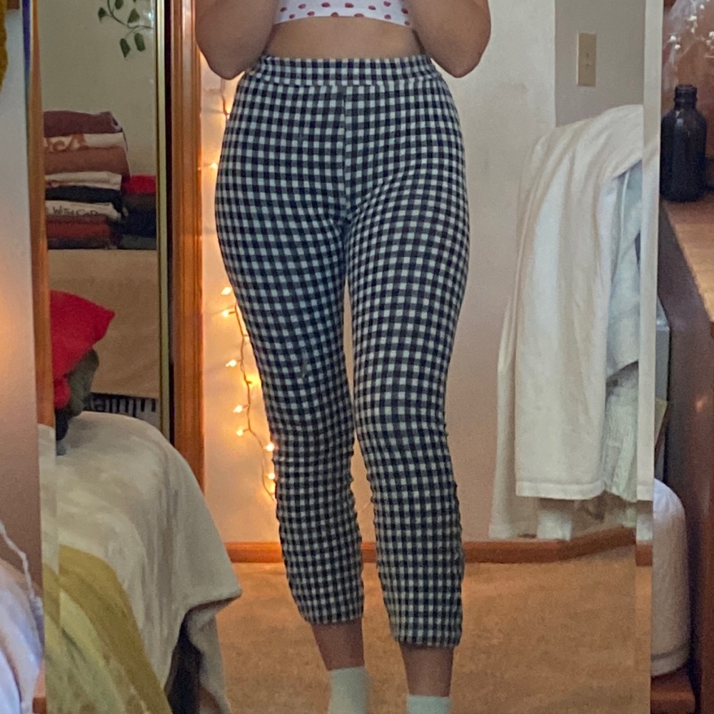 URBAN OUTFITTERS checkered stretchy kick flare pants